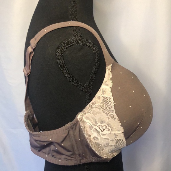CACIQUE Boost Plunge brown polka dot padded with underwire bra. Size 40 DD. - Picture 9 of 10